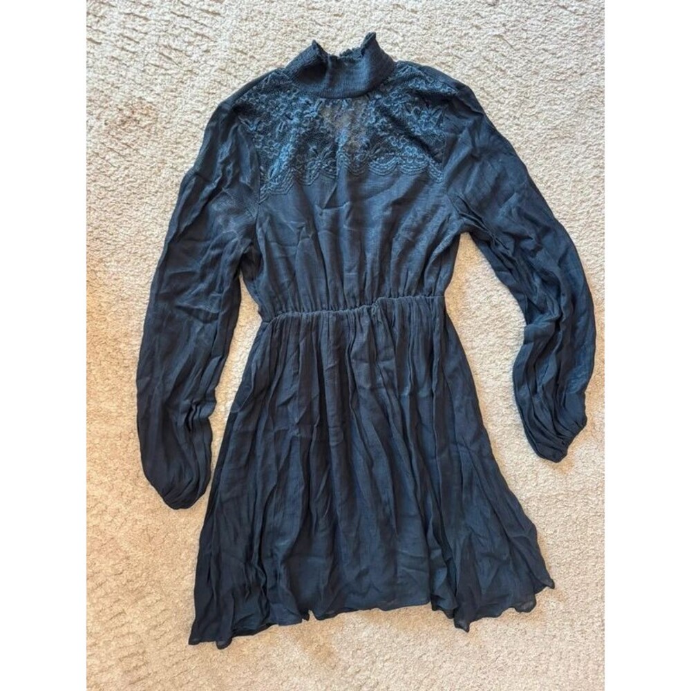 SHEIN dark blue mock neck long sleeve mini dress - size M - EUC